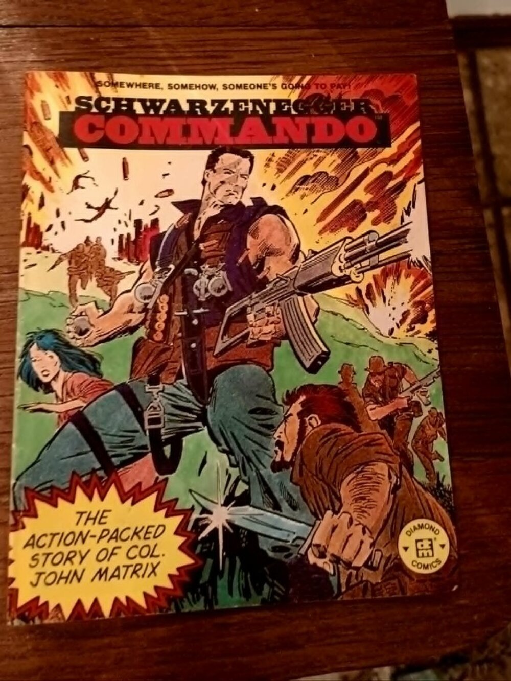 1986 Diamond Toys Schwarzenegger Commando John Matrix promo mini-comic, 4x5in